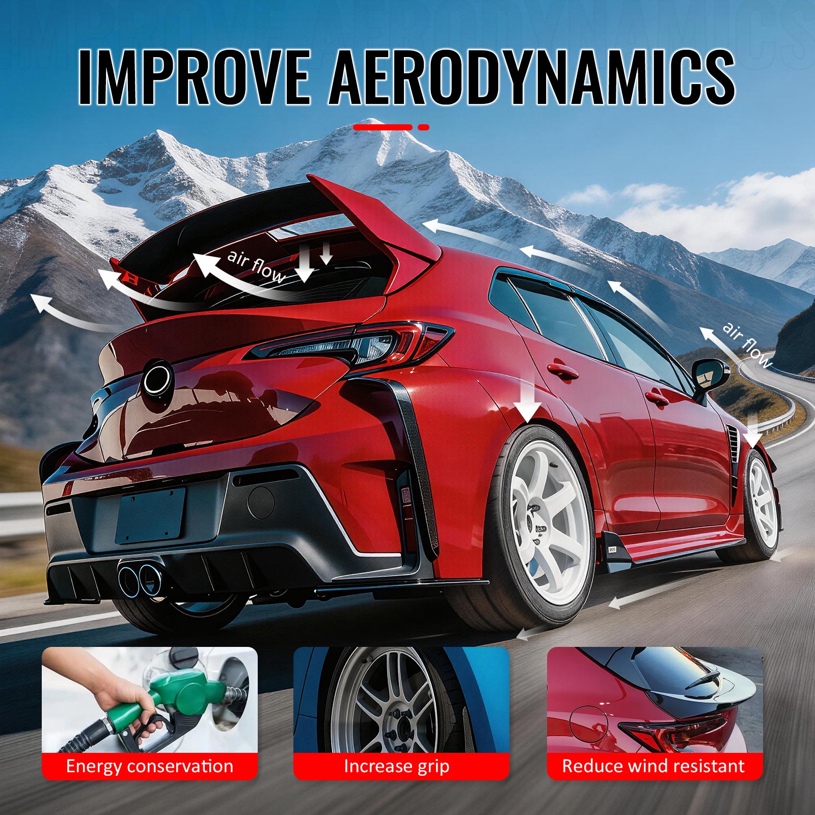 Fits 19-26 Toyota Corolla Trunk Spoiler Carbon Fiber Print JDM Style Rear Wing