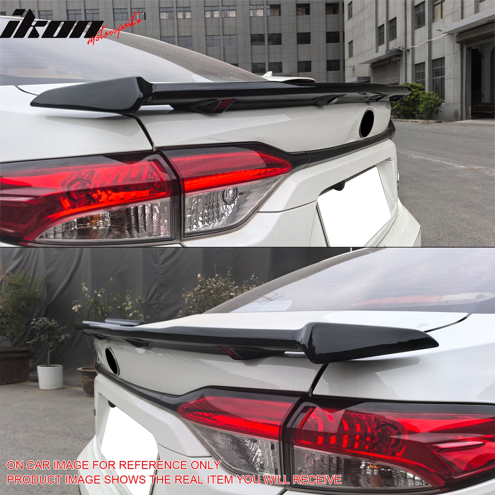 IKON MOTORSPORTS, Trunk Spoiler Compatible with 2020-2026 Toyota Corolla Sedan 4-Door, Apex Style Painted Gloss Black ABS Plastic Rear Trunk Lid Spoiler Wing Lip