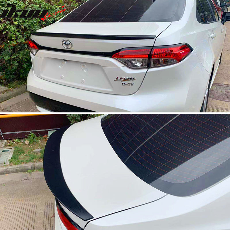 IKON MOTORSPORTS, Trunk Spoiler Compatible With 2020 - 2022 Toyota Corolla Sedan, IKON Style Rear Trunk Boot Lid Wing