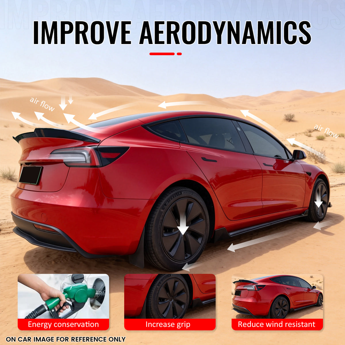 Fits 17-26 Tesla Model 3 Performance Rear Trunk Spoiler Wing Matte Black - ABS
