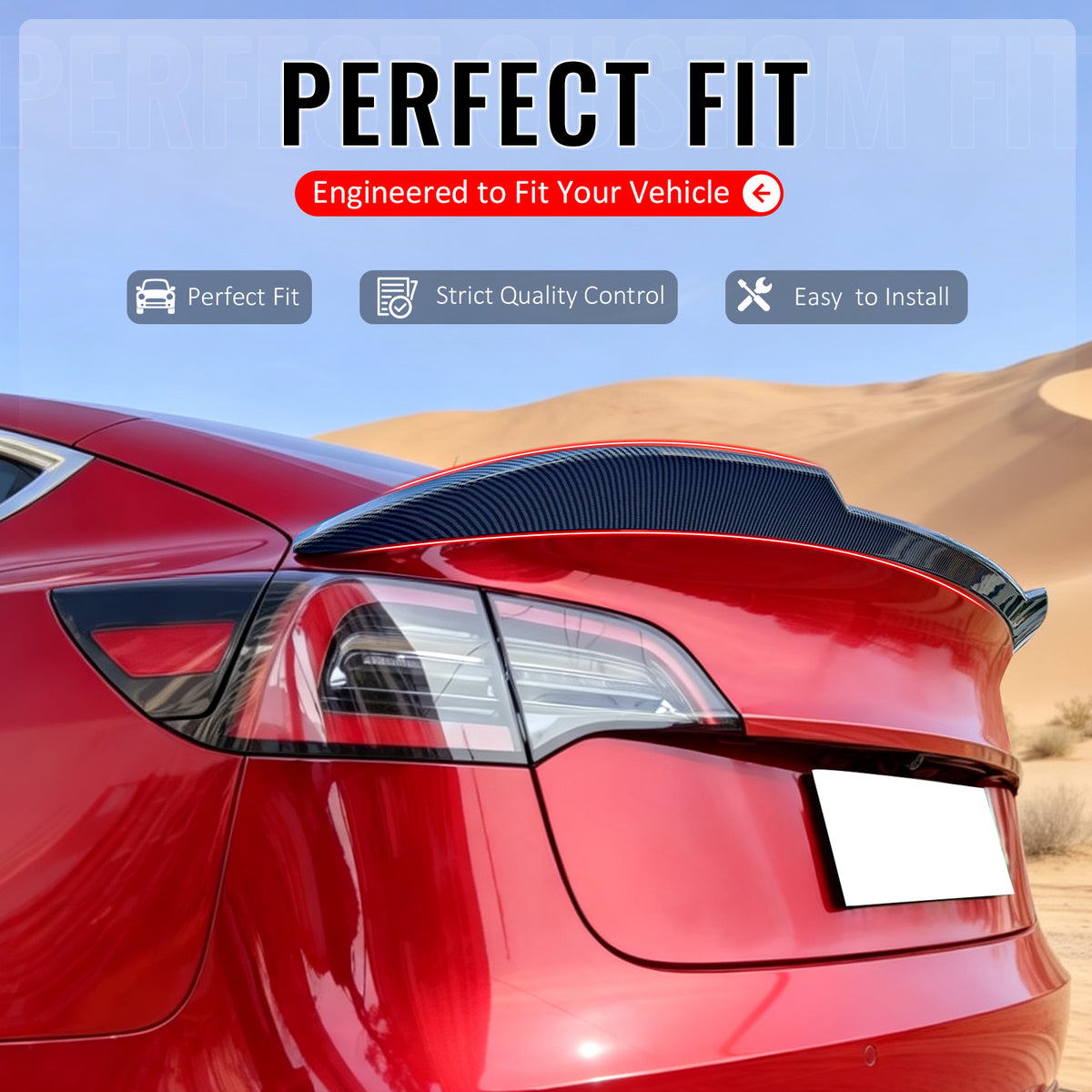 Fit 2017-2026 Tesla Model 3 Trunk Spoiler Performance Style