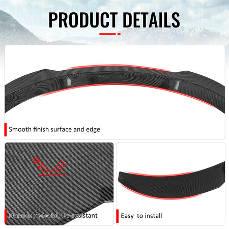 Fits 17-26 Tesla Model 3 Performance Rear Trunk Spoiler Wing Carbon Fiber Print
