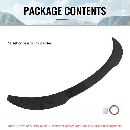 Fits 17-26 Tesla Model 3 Performance Rear Trunk Spoiler Wing Carbon Fiber Print