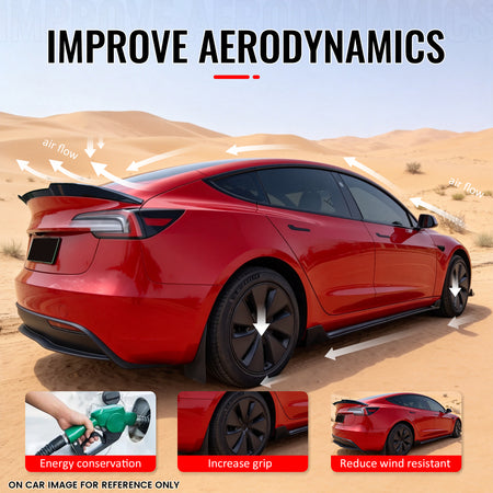 Fits 17-26 Tesla Model 3 Performance Rear Trunk Spoiler Wing Carbon Fiber Print