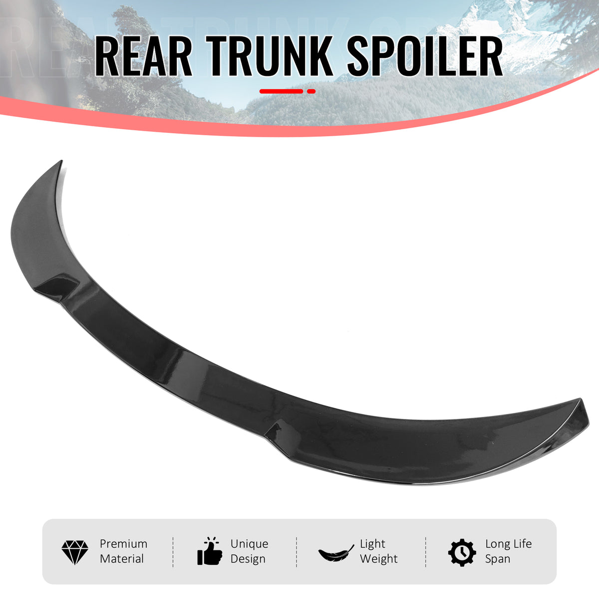 Fits 17-26 Tesla Model 3 Performance Rear Trunk Spoiler Wing Gloss Black - ABS