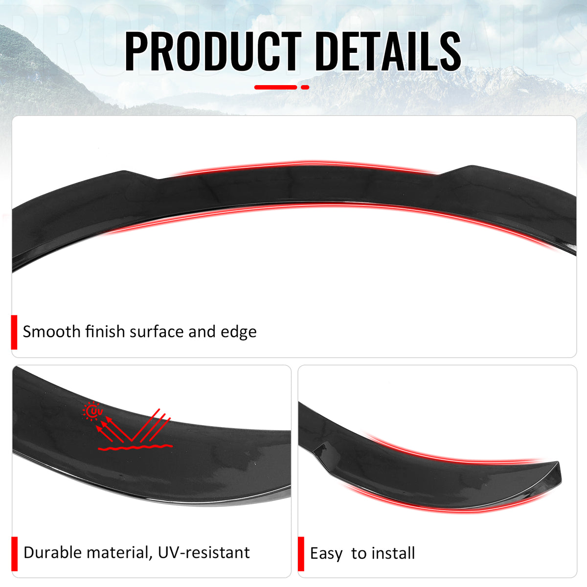 Fits 17-26 Tesla Model 3 Performance Rear Trunk Spoiler Wing Gloss Black - ABS