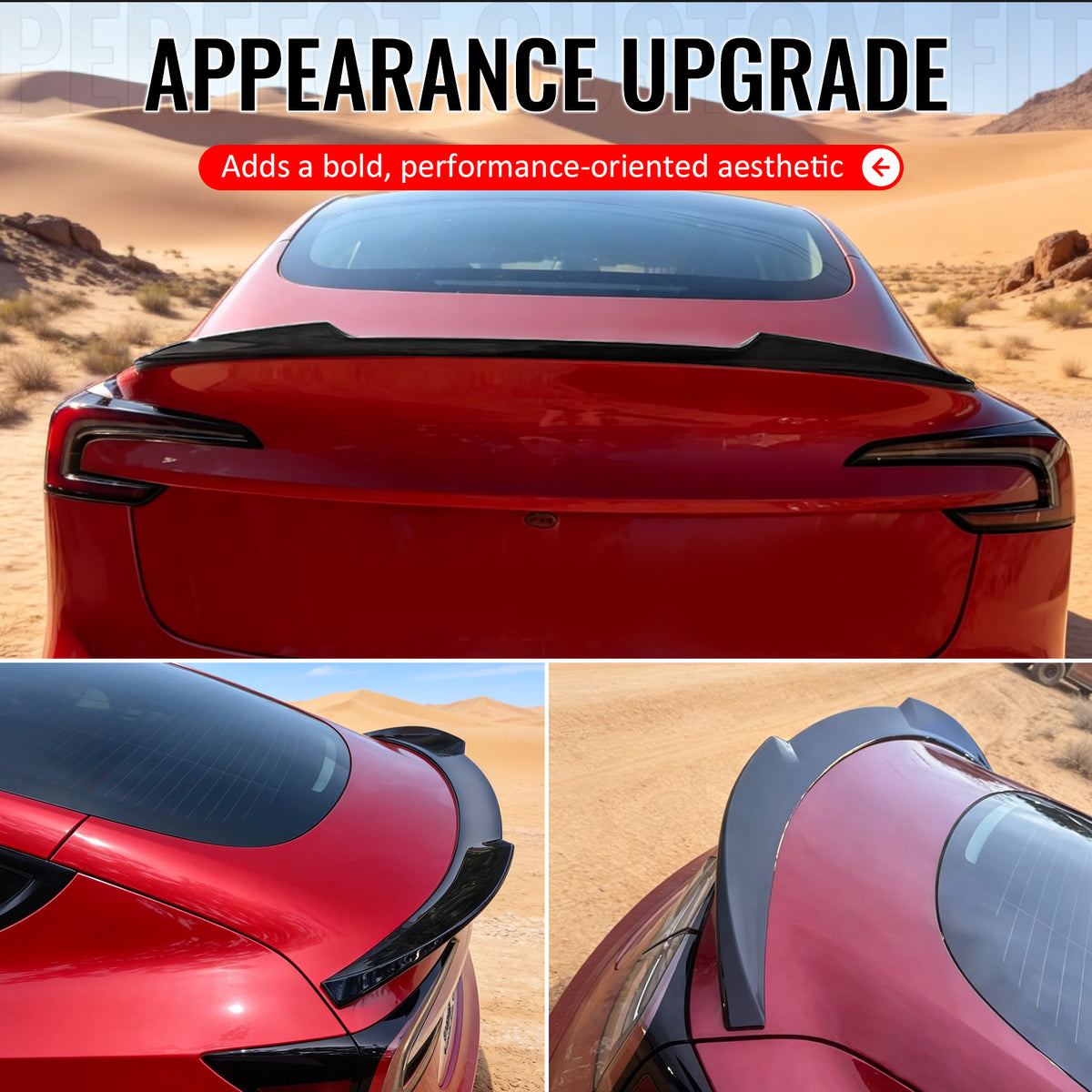 Fits 17-26 Tesla Model 3 Performance Rear Trunk Spoiler Wing Gloss Black - ABS