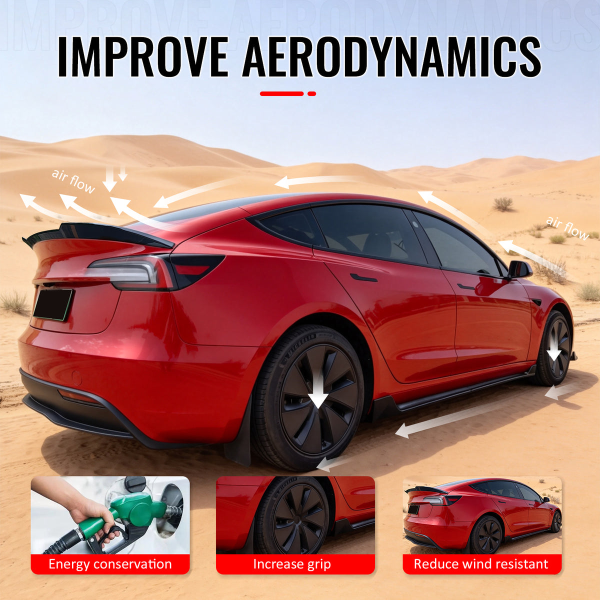 Fits 17-26 Tesla Model 3 Performance Rear Trunk Spoiler Wing Gloss Black - ABS
