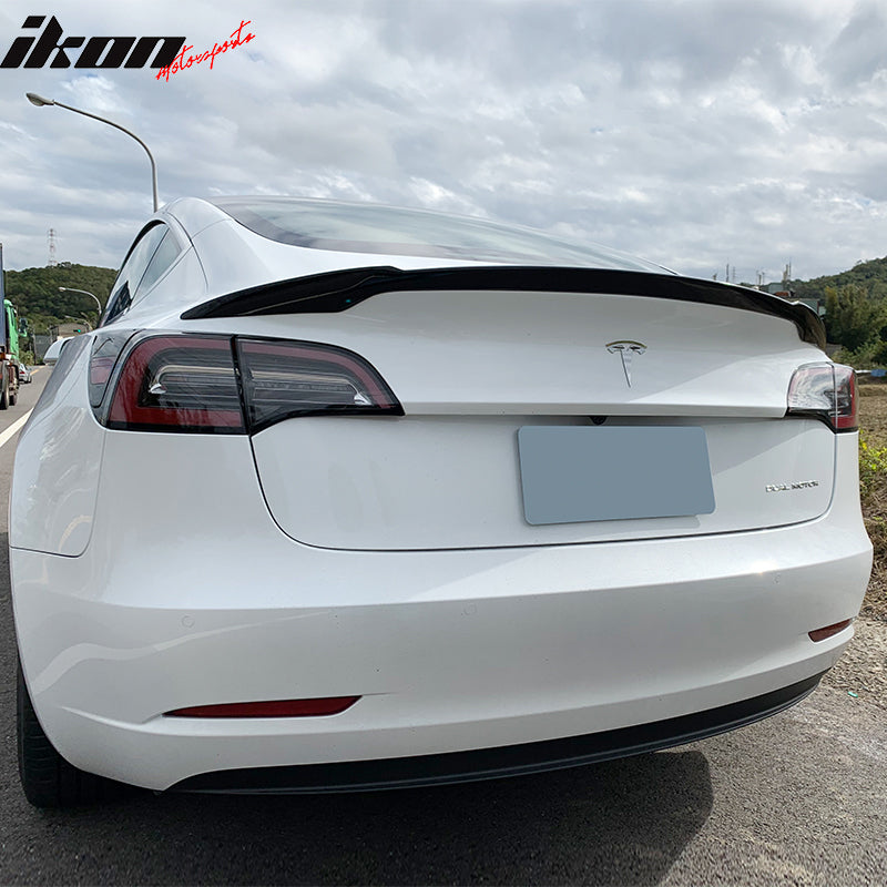 Compatible With 2017-2023 Tesla Model 3 4Dr Sedan V Style Rear Trunk Spoiler Wing ABS