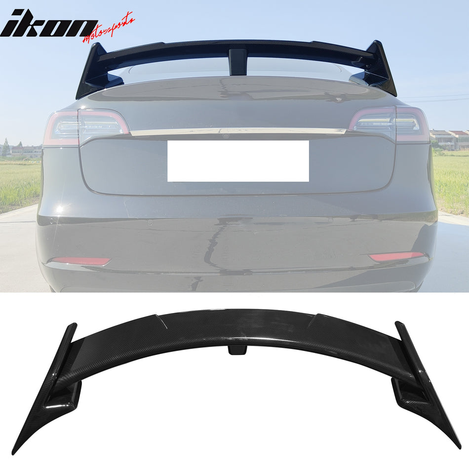 2017-2024 Tesla Model 3 GT Style Carbon Fiber Print Trunk Spoiler ABS