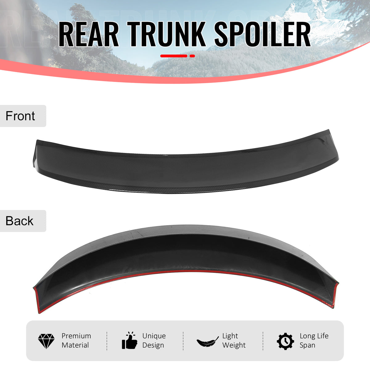 Fits 24-26 Tesla 3 Duckbill IKON Trunk Spoiler Carbon Fiber Print Rear Wing ABS