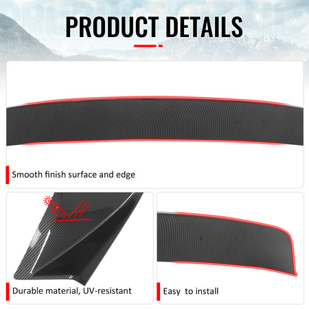 Fits 24-26 Tesla 3 Duckbill IKON Trunk Spoiler Carbon Fiber Print Rear Wing ABS