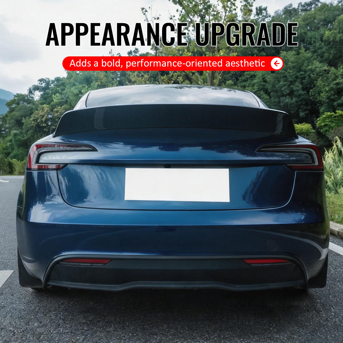 Fits 24-26 Tesla 3 Duckbill IKON Trunk Spoiler Carbon Fiber Print Rear Wing ABS