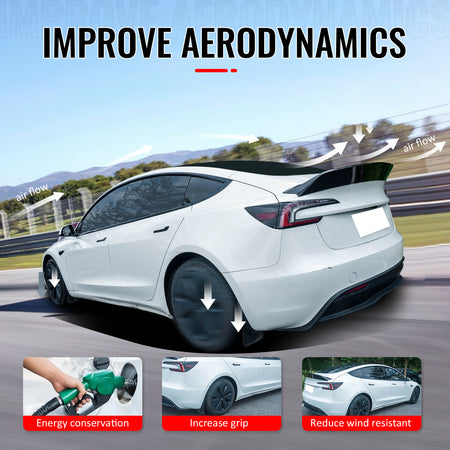 Fits 24-26 Tesla 3 Duckbill IKON Trunk Spoiler Carbon Fiber Print Rear Wing ABS