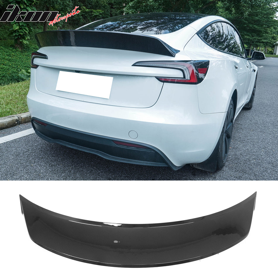 2024-2026 Tesla Model 3 Duckbill IKON Style Trunk Spoiler Carbon Fiber Print ABS