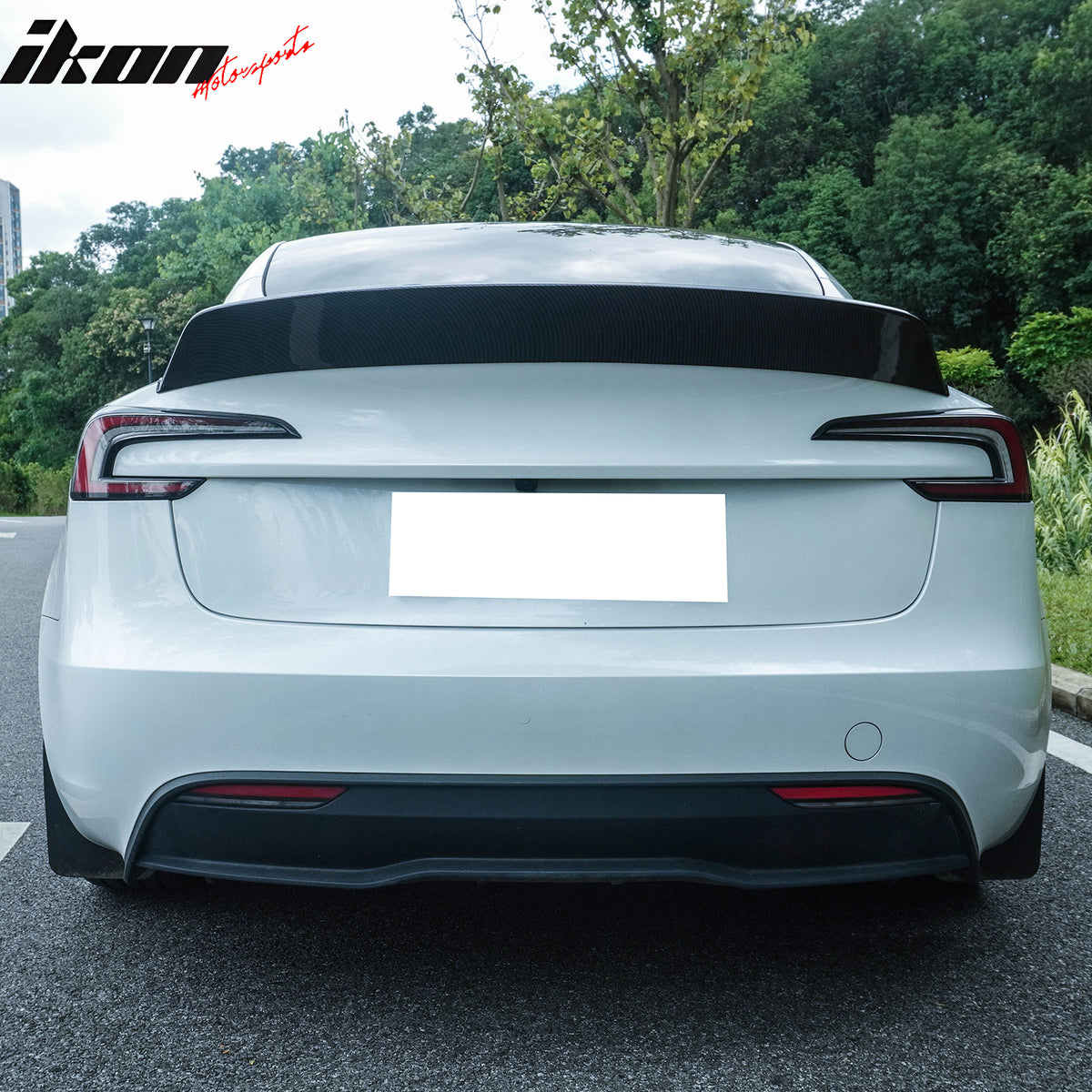 Fits 24-26 Tesla 3 Duckbill IKON Trunk Spoiler Carbon Fiber Print Rear Wing ABS
