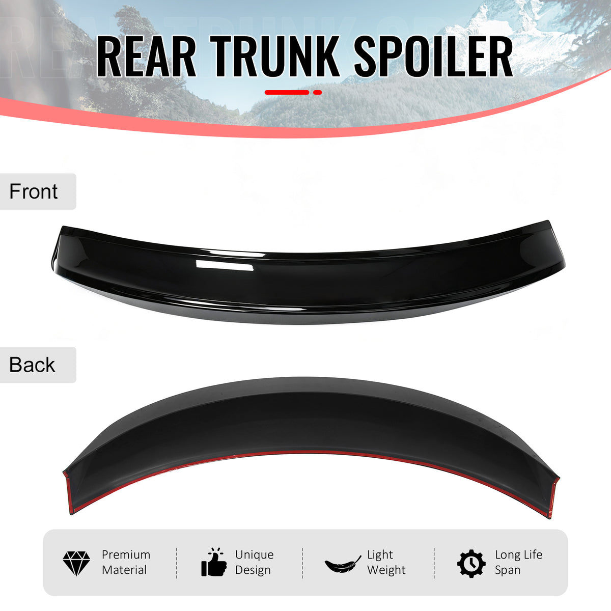 Fits 24-26 Tesla 3 Duckbill IKON Style Trunk Spoiler Gloss Black Rear Wing ABS