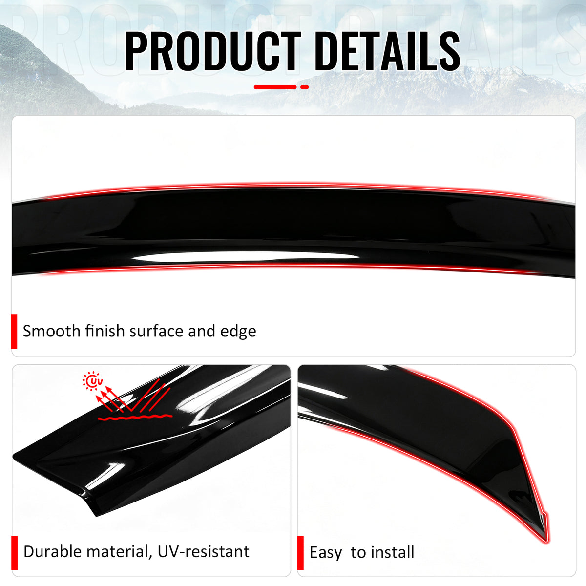 Fits 24-26 Tesla 3 Duckbill IKON Style Trunk Spoiler Gloss Black Rear Wing ABS