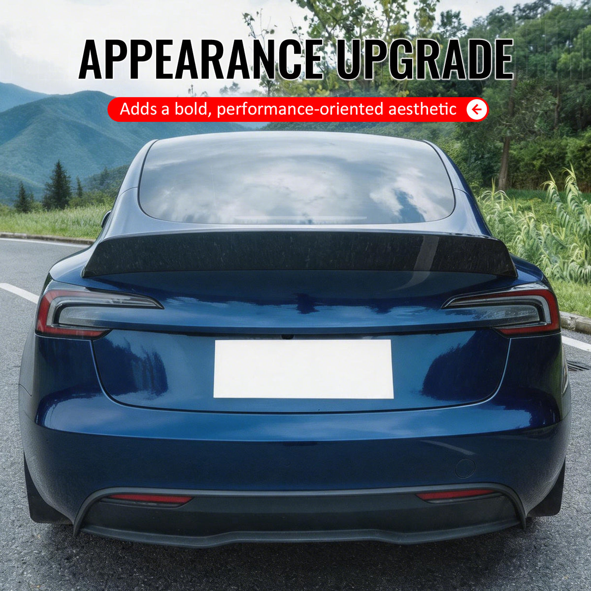 Fits 24-26 Tesla 3 Duckbill IKON Style Trunk Spoiler Gloss Black Rear Wing ABS