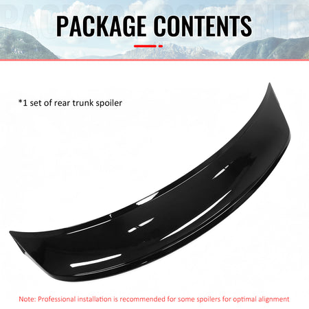 Fits 24-26 Tesla 3 Duckbill IKON Style Trunk Spoiler Gloss Black Rear Wing ABS
