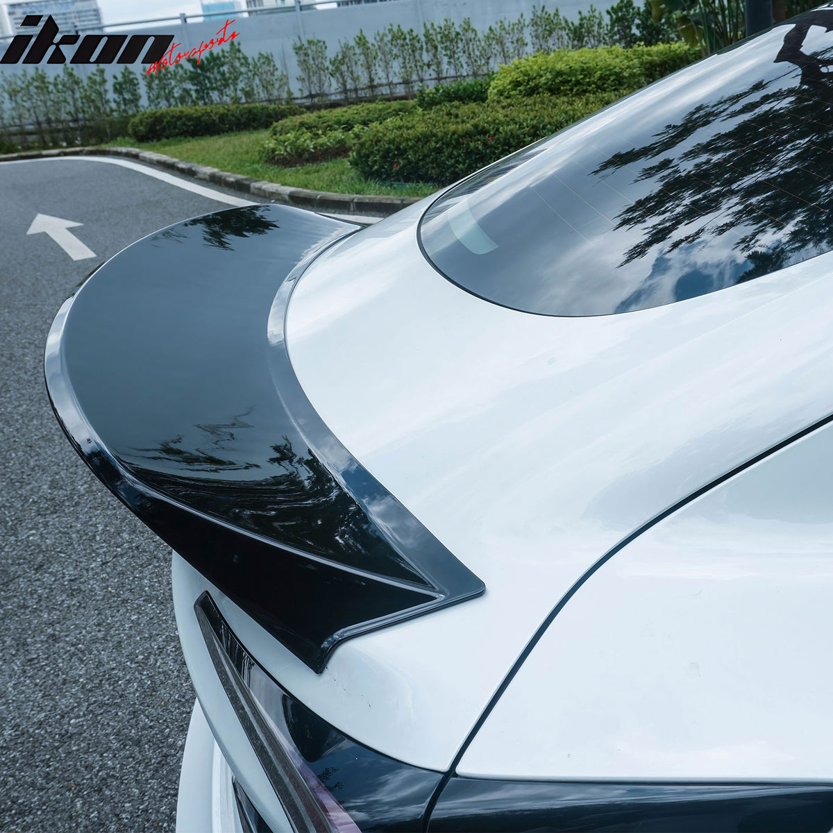 Fits 24-26 Tesla 3 Duckbill IKON Style Trunk Spoiler Gloss Black Rear Wing ABS