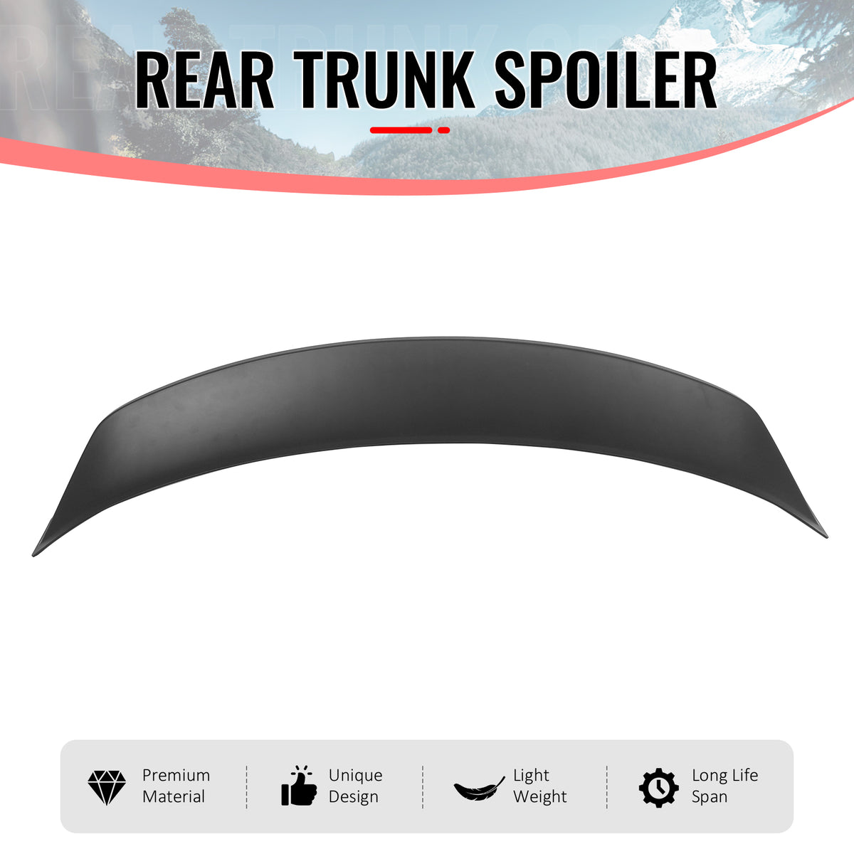 Fits 24-26 Tesla 3 Duckbill IKON Style Trunk Spoiler Matte Black Rear Wing ABS