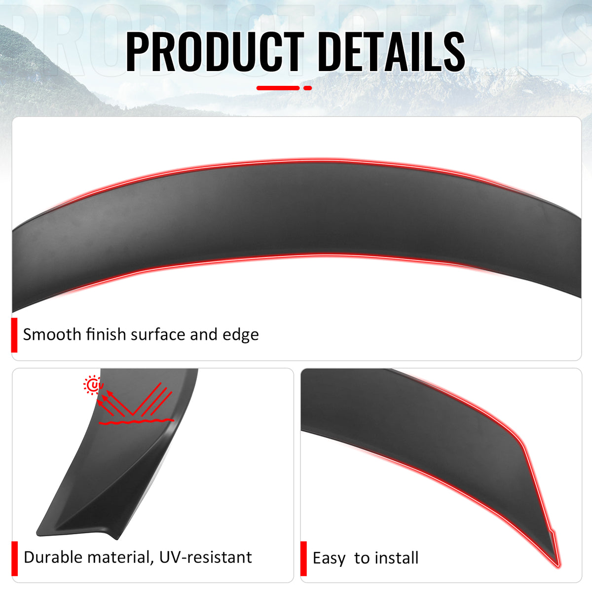Fits 24-26 Tesla 3 Duckbill IKON Style Trunk Spoiler Matte Black Rear Wing ABS