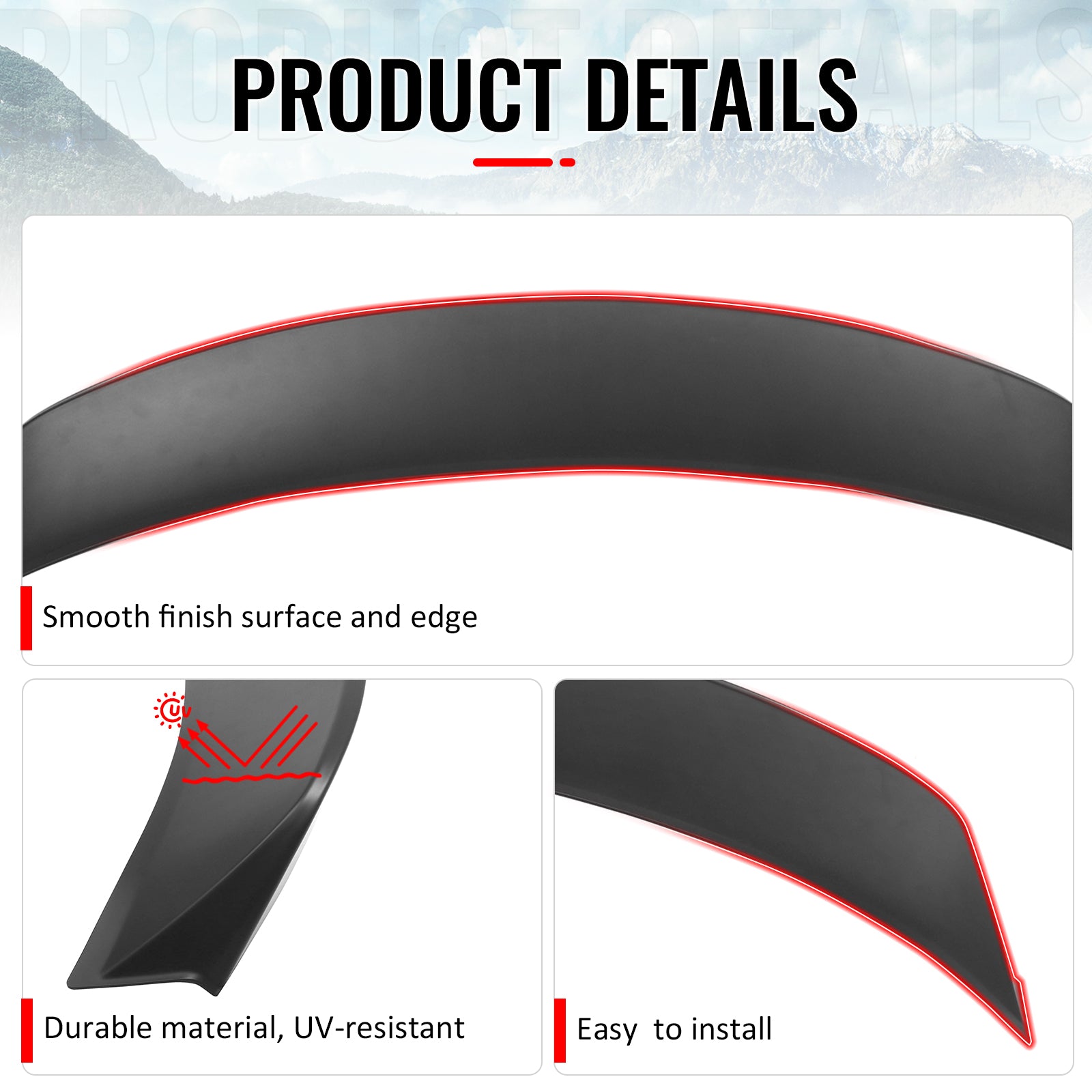 Fits 24-26 Tesla 3 Duckbill IKON Style Trunk Spoiler Matte Black Rear Wing ABS