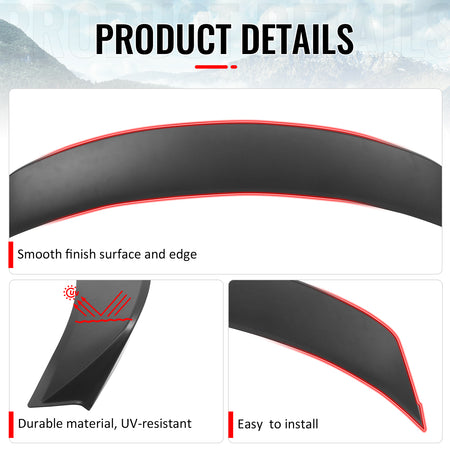 Fits 24-26 Tesla 3 Duckbill IKON Style Trunk Spoiler Matte Black Rear Wing ABS