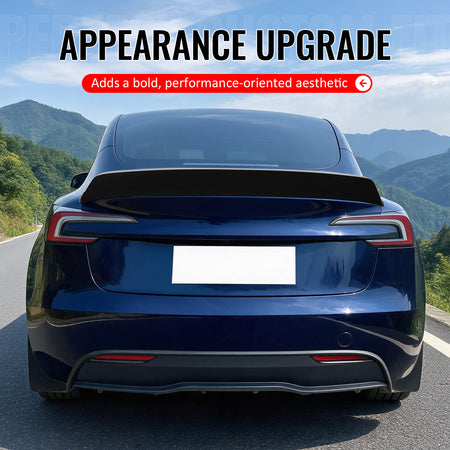 Fits 24-26 Tesla 3 Duckbill IKON Style Trunk Spoiler Matte Black Rear Wing ABS