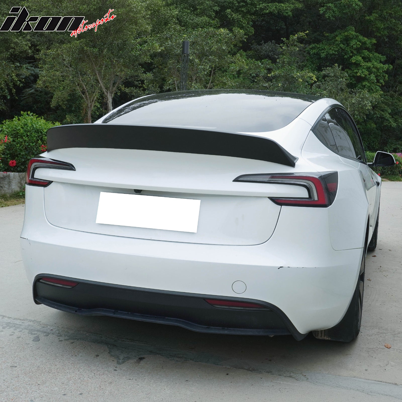 Fits 24-26 Tesla 3 Duckbill IKON Style Trunk Spoiler Matte Black Rear Wing ABS
