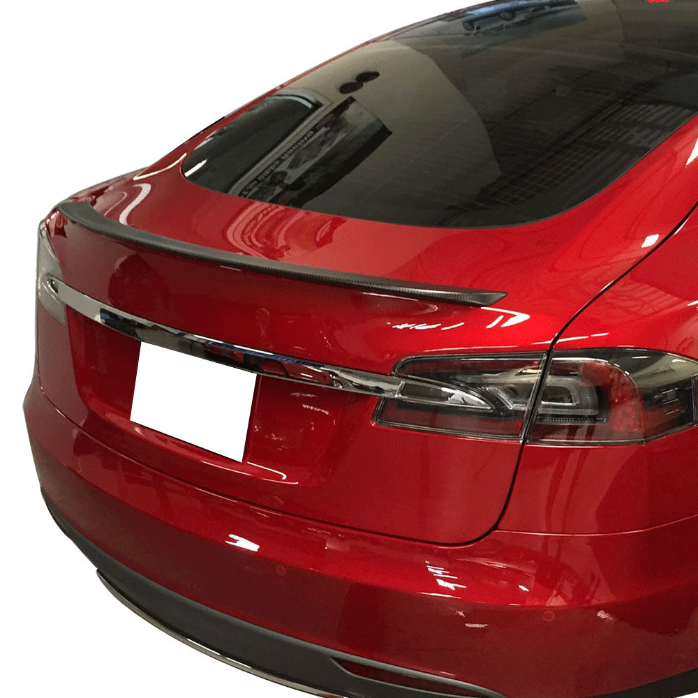 Fits 12-23 Tesla Model S OE Factory Style Carbon Fiber Trunk Lip Spoiler Wing