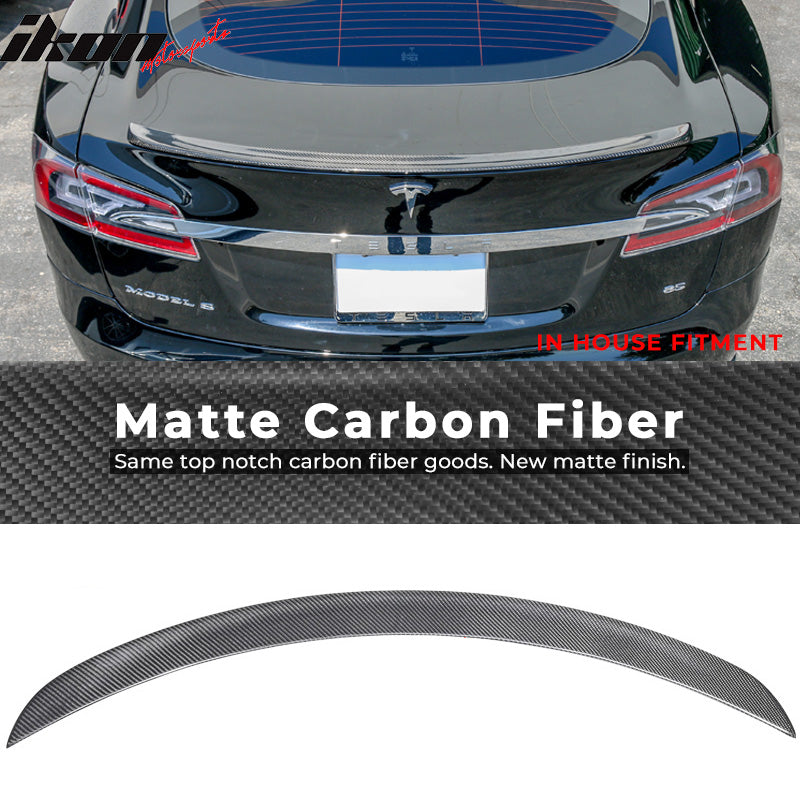 Fits 12-23 Tesla Model S OE Factory Style Carbon Fiber Trunk Lip Spoiler Wing