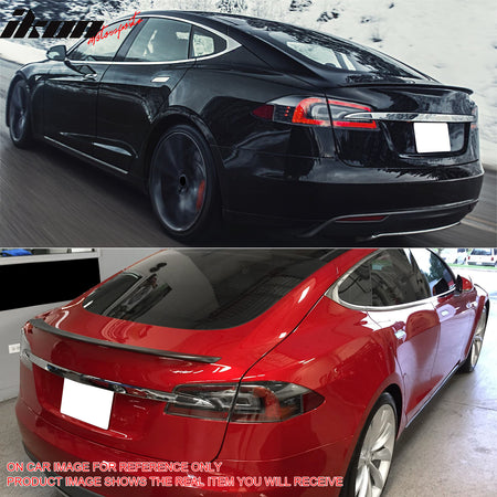 Trunk Spoiler Compatible With 2012-2025 Tesla Model S, Painted #PMTG Dolphin Gray Metallic ABS Rear Tail Spoiler Boot Deck Lid Wing Replacement by IKON MOTORSPORTS