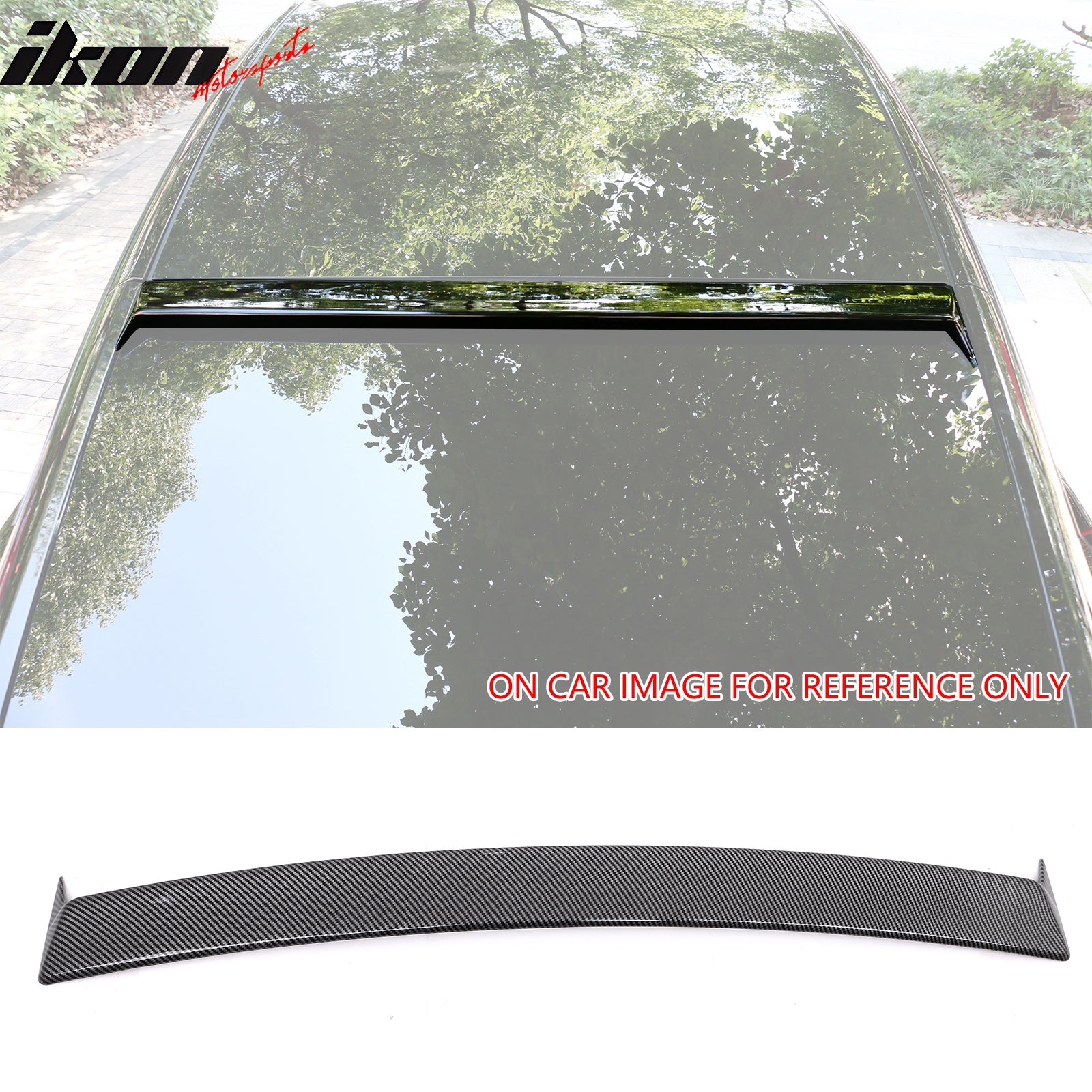 IKON MOTORSPORTS, Rear Window Roof Spoiler Compatible with 2020-2024 Tesla Model Y, Blow Molding ABS Top Roofline Windshield Visor Spoiler Wing