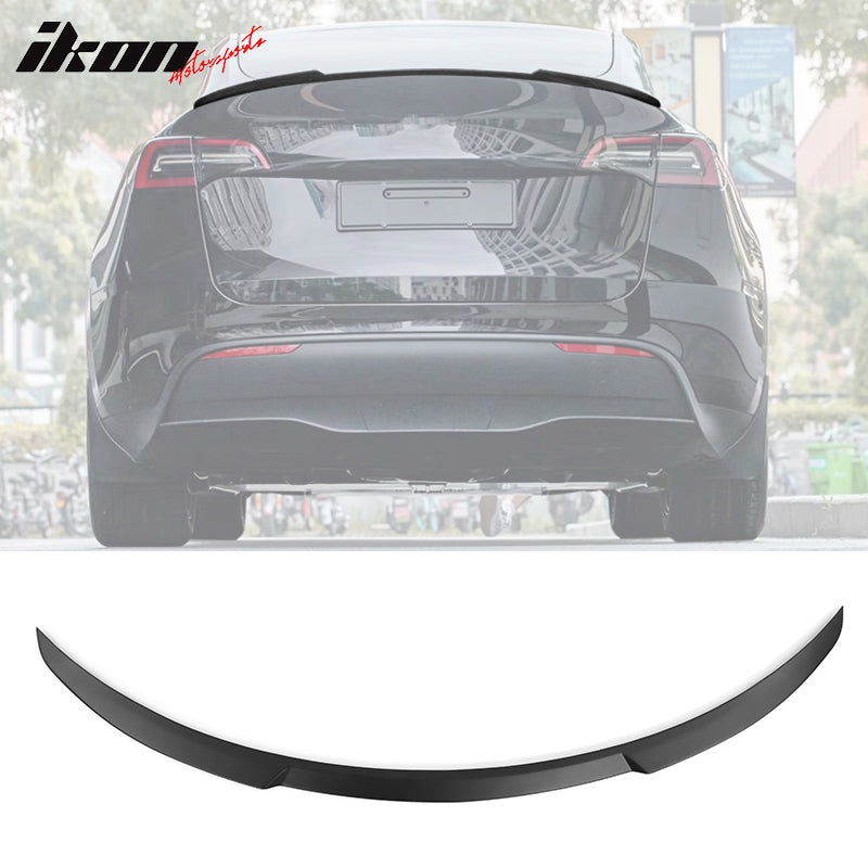 IKON MOTORSPORTS, Rear Trunk Spoiler Compatible With 2020-2023 Tesla Model Y, Rear Trunk Lip Spoiler Wing Added on Bodykit Replacement IKON Style ABS Plastic, 2021