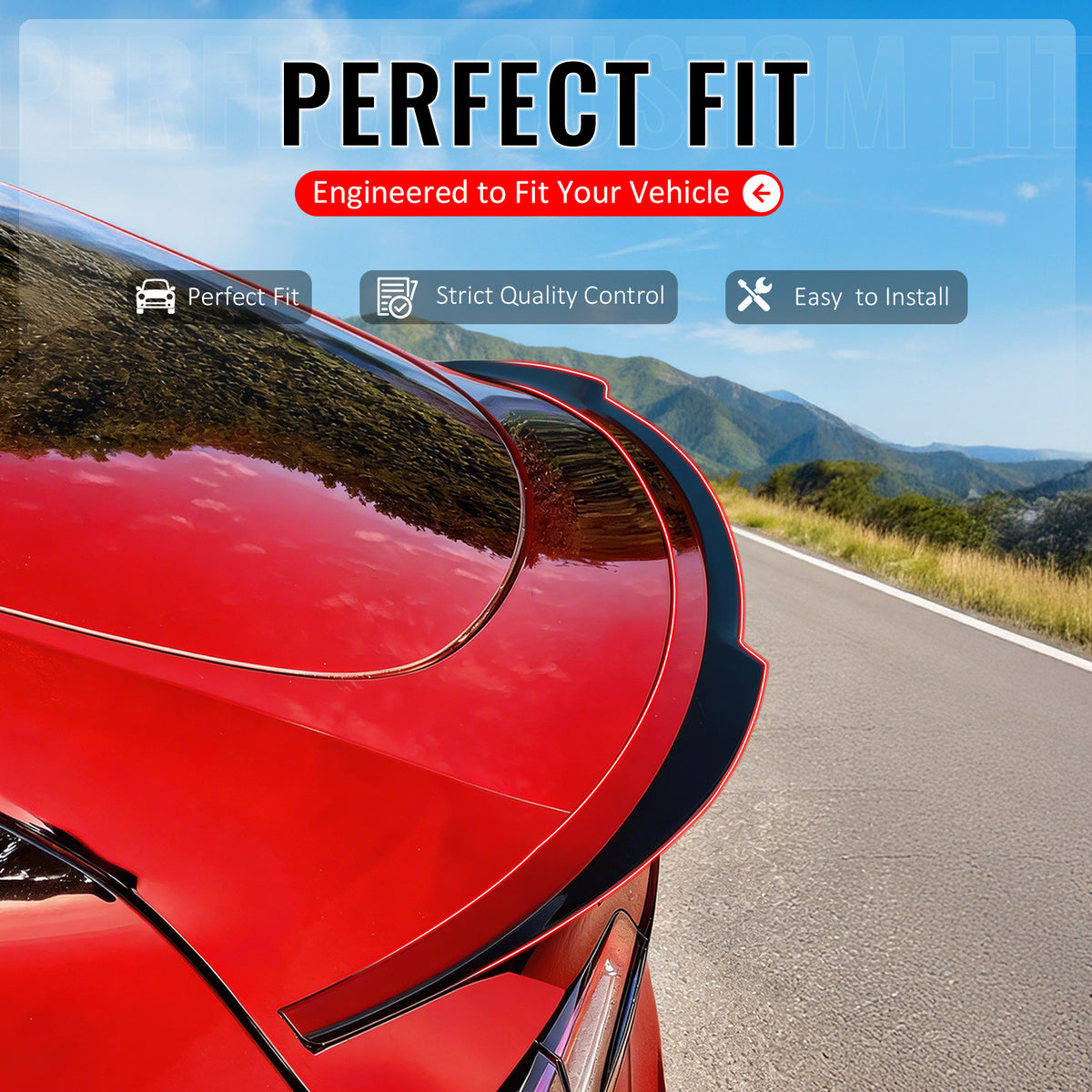 IKON MOTORSPORTS, Trunk Spoiler Compatible with 2020-2025 Tesla Model Y (Not Fit Model Y Juniper), MX Style Painted Gloss Black ABS Plastic Rear Trunk Lid Spoiler Wing Lip