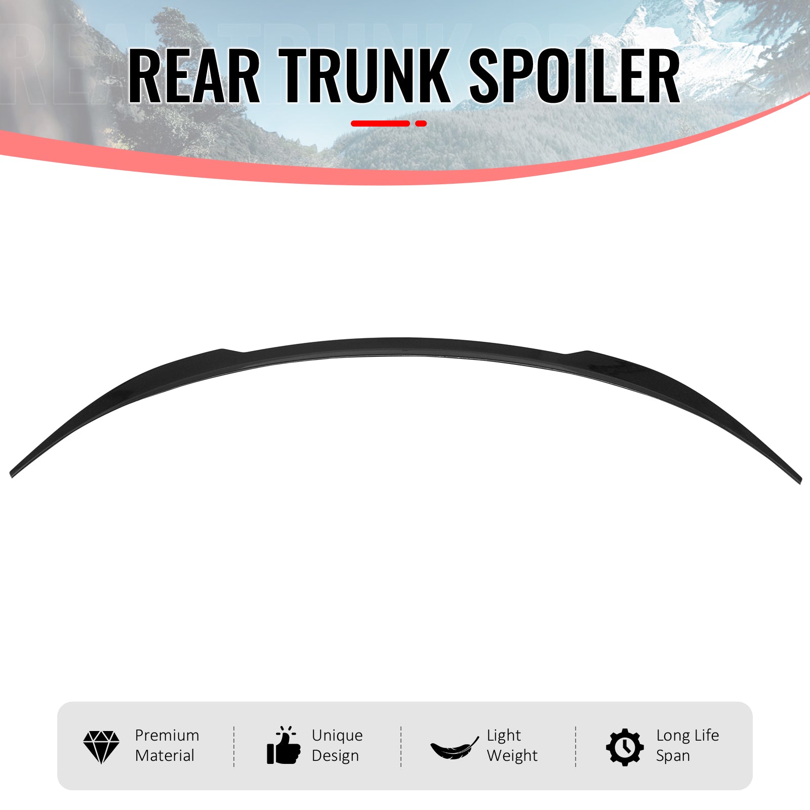 Fits 20-25 Tesla Model Y MX Style Rear Trunk Lid Spoiler Wing Lip Gloss Black