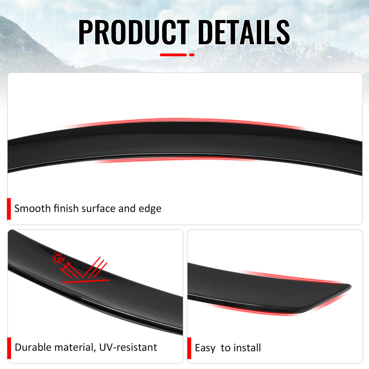 Fits 25-26 Tesla Model Y Juniper IKON S Trunk Spoiler Gloss Black Rear Wing ABS