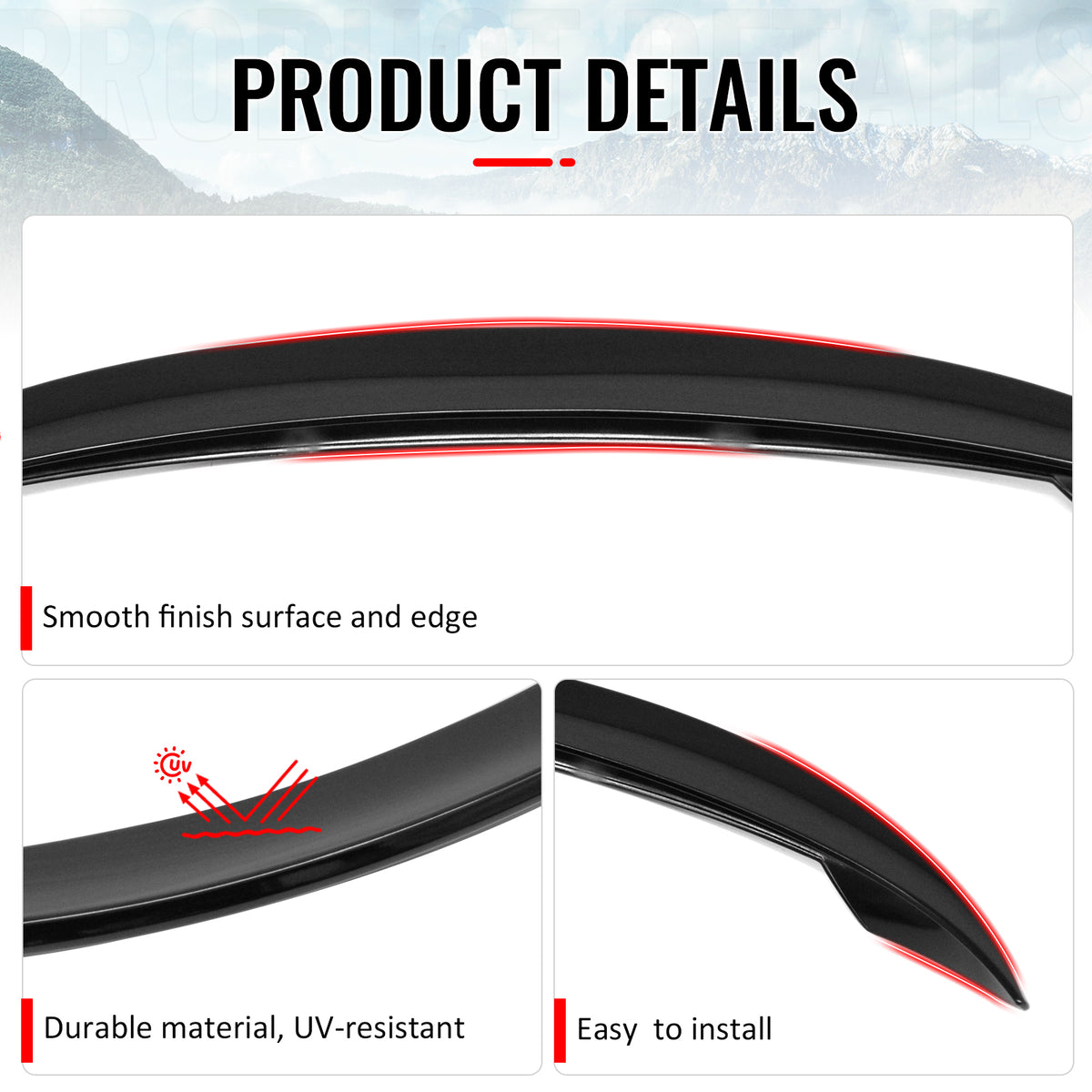 Fits 25-26 Tesla Model Y Juniper IKON Z Trunk Spoiler Gloss Black Rear Wing ABS