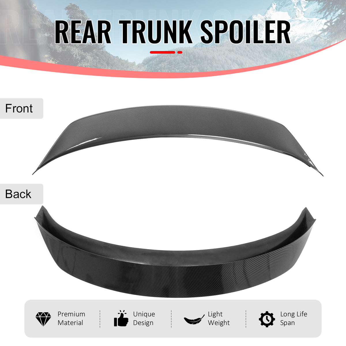 Fits 26-27 Tesla Model Y Juniper IKON Style Trunk Spoiler Carbon Fiber Print