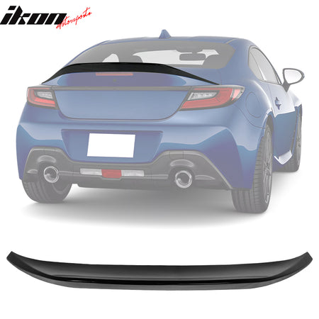 IKON MOTORSPORTS, Roof + Trunk Spoiler Compatible With 2022-2024 Subaru BRZ Toyota GR86, Painted D4S Crystal Black Silica/Raven Pearl ABS IKON Style Rear Window Visor Wing + TRD Style Trunk Spoiler