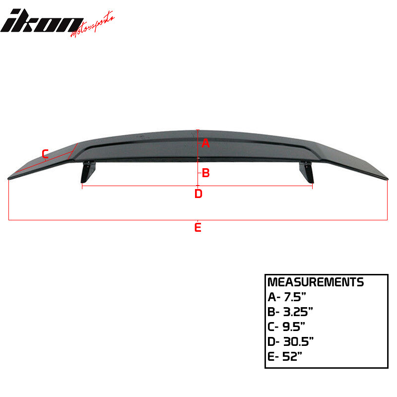 Universal 2 Post Rear Trunk Spoiler Wing Deck Lid Tail Trim Lip ABS Matte Black