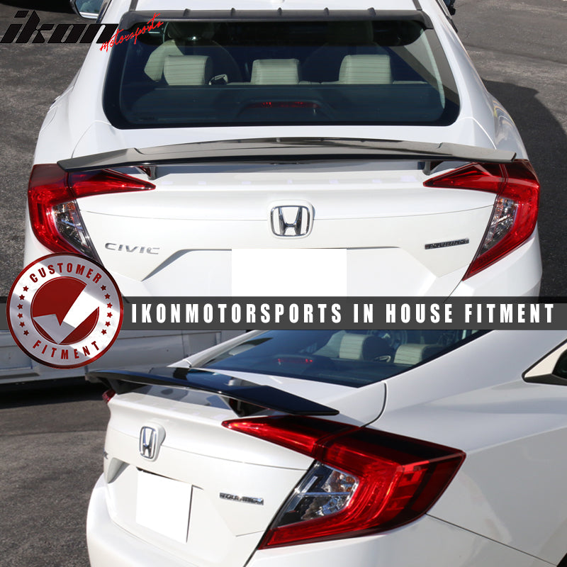 Trunk Spoiler Universal Fit, Compatible With Universal Car Gloss Black Trunk Spoiler Wing ABS by IKON MOTORSPORTS