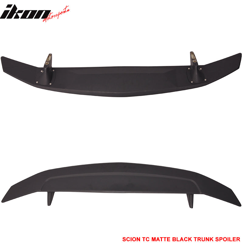 Fits 05-10 Scion tC Rear Trunk Spoiler 2 Post Tail Wing Deck Lip Matte Black ABS