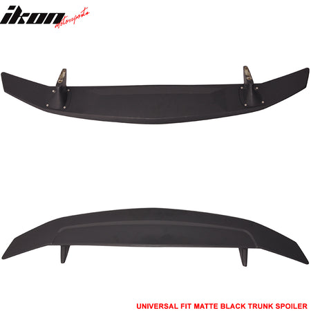 Universal 2 Post Rear Trunk Spoiler Wing Deck Lid Tail Trim Lip ABS Matte Black