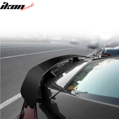 Trunk Spoiler Universal Fitment, ABS Black Trunk Spoiler Deck Wing With 2 Posts & Turn Signal Light By IKON MOTORSPORTS