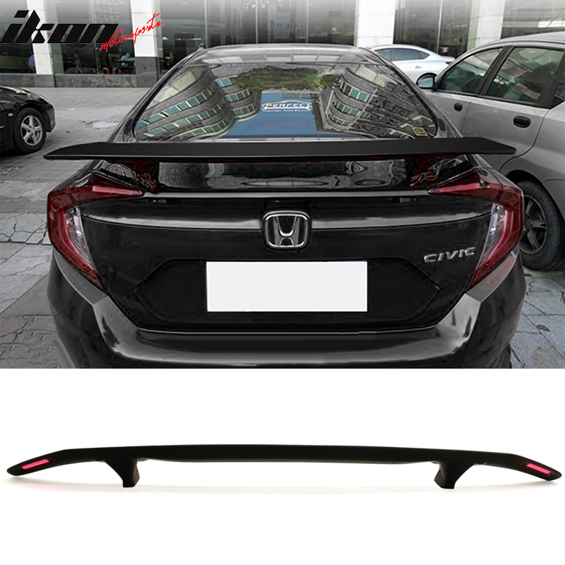 Universal Fit 2 Post Rear Spoiler Wing W/ LED Turn Signal Light ABS
