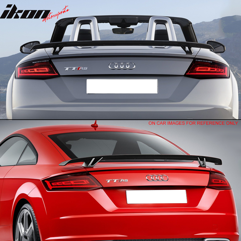 Trunk Spoiler Compatible With 08-19 Audi TT MK2 8J MK3 FV 8S, RS Carbon Fiber CF Rear Wing Lip Tail Roof Trim Deck Lid By IKON MOTORSPORTS
