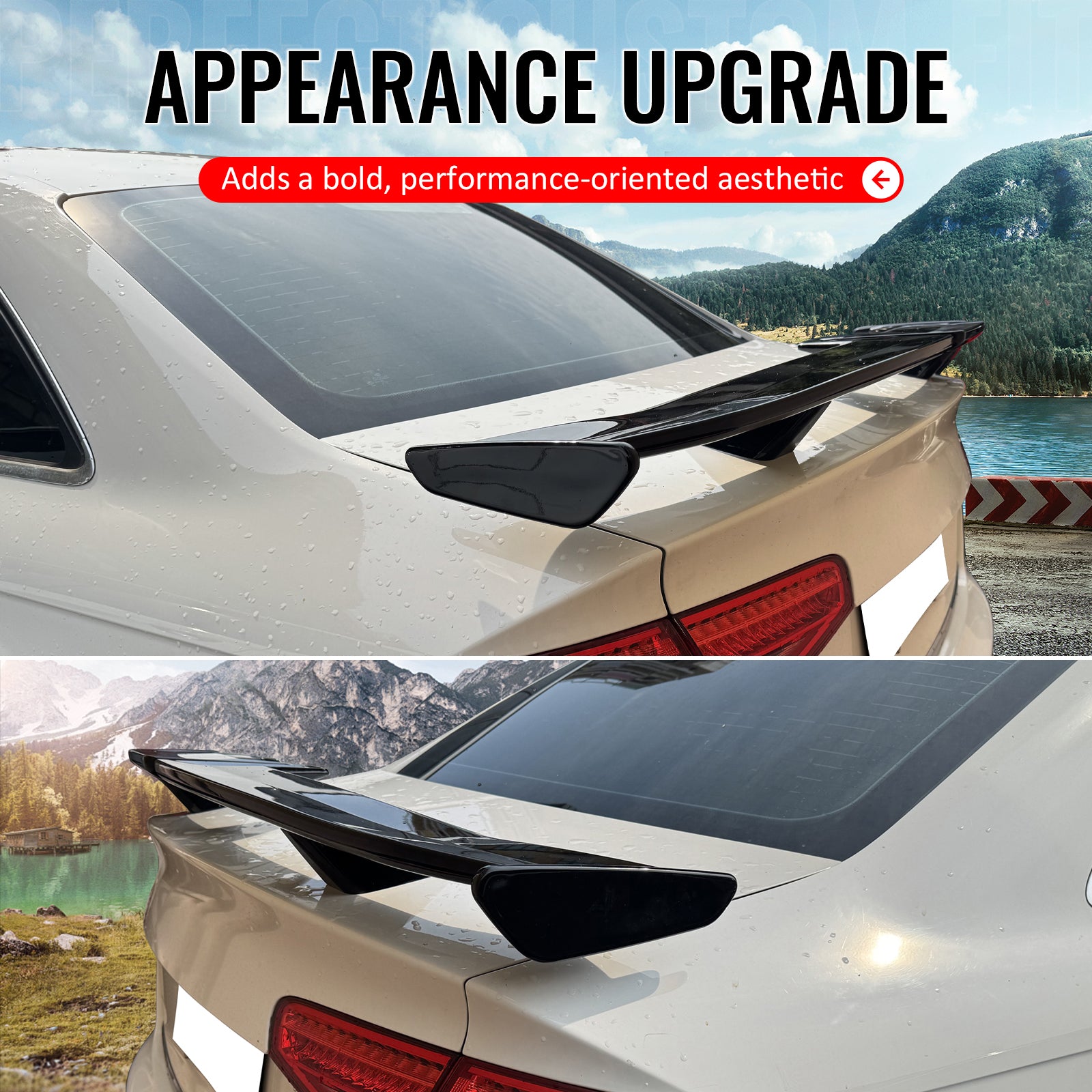 For 17-24 Audi A4 S4 Sedan 54" PRO Style Rear Trunk Spoiler Wing Matte Black ABS